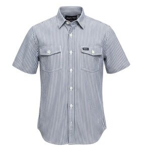 🧵 Superdry Japan Shirt Mens M Blue Gingham Short Sleeve Button‎ Up